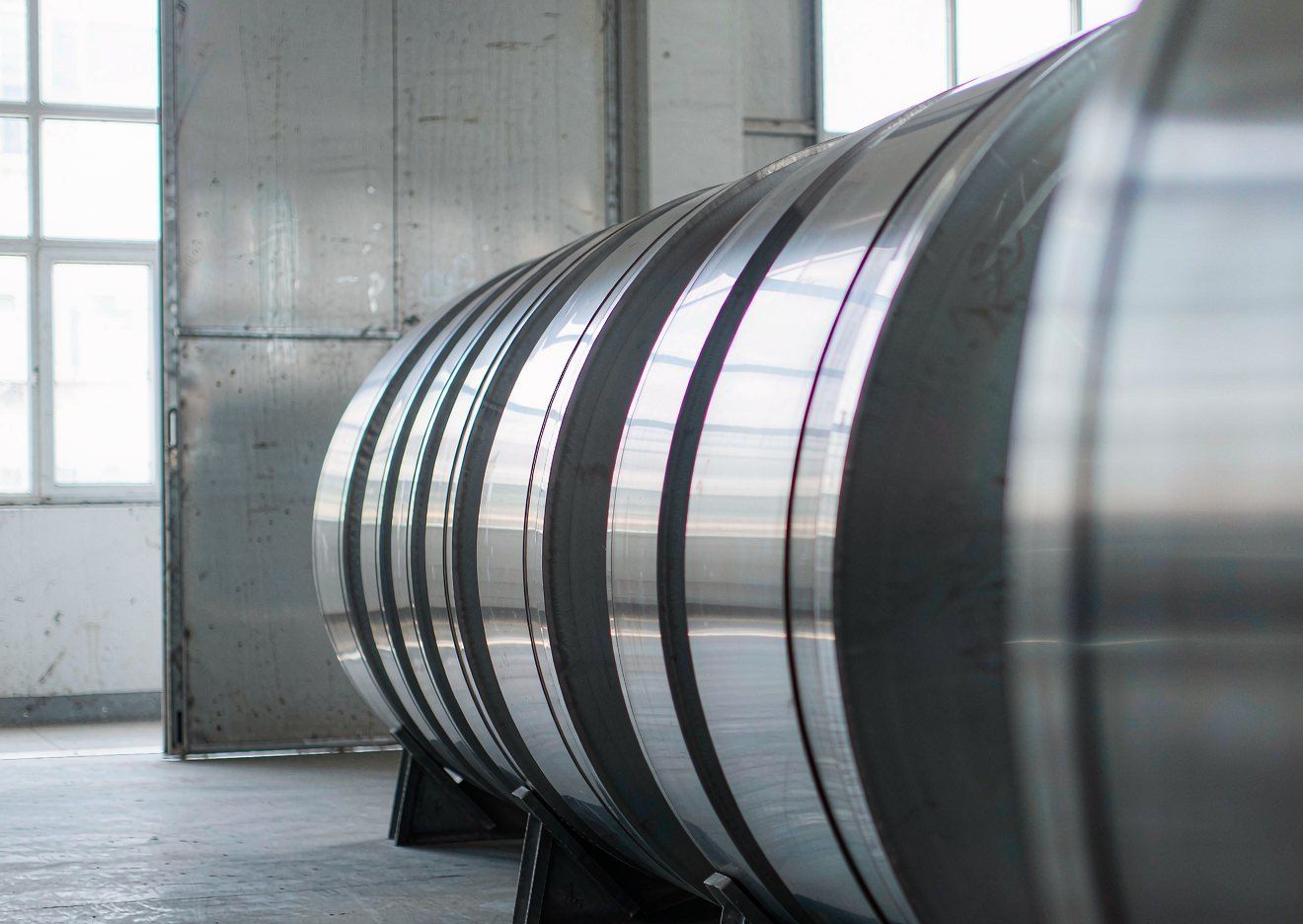 Stainless steel clad plates stacked in the Relyon works