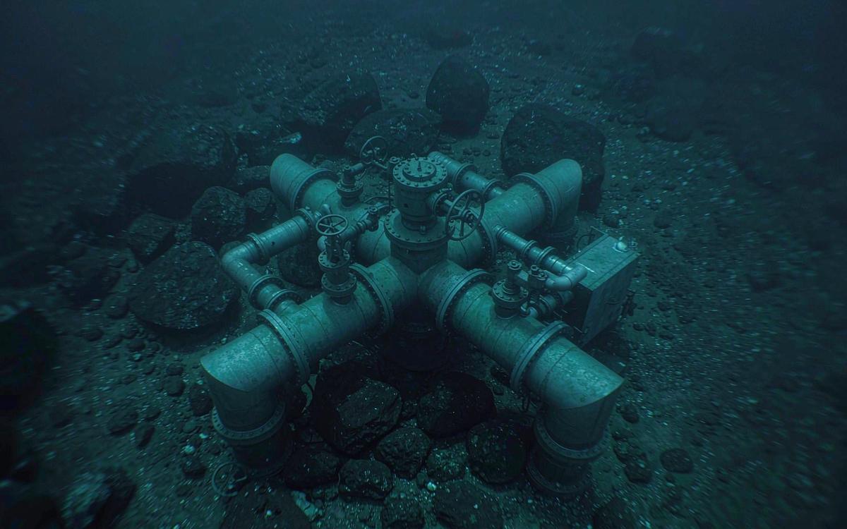 Subsea production manifold on the seabed