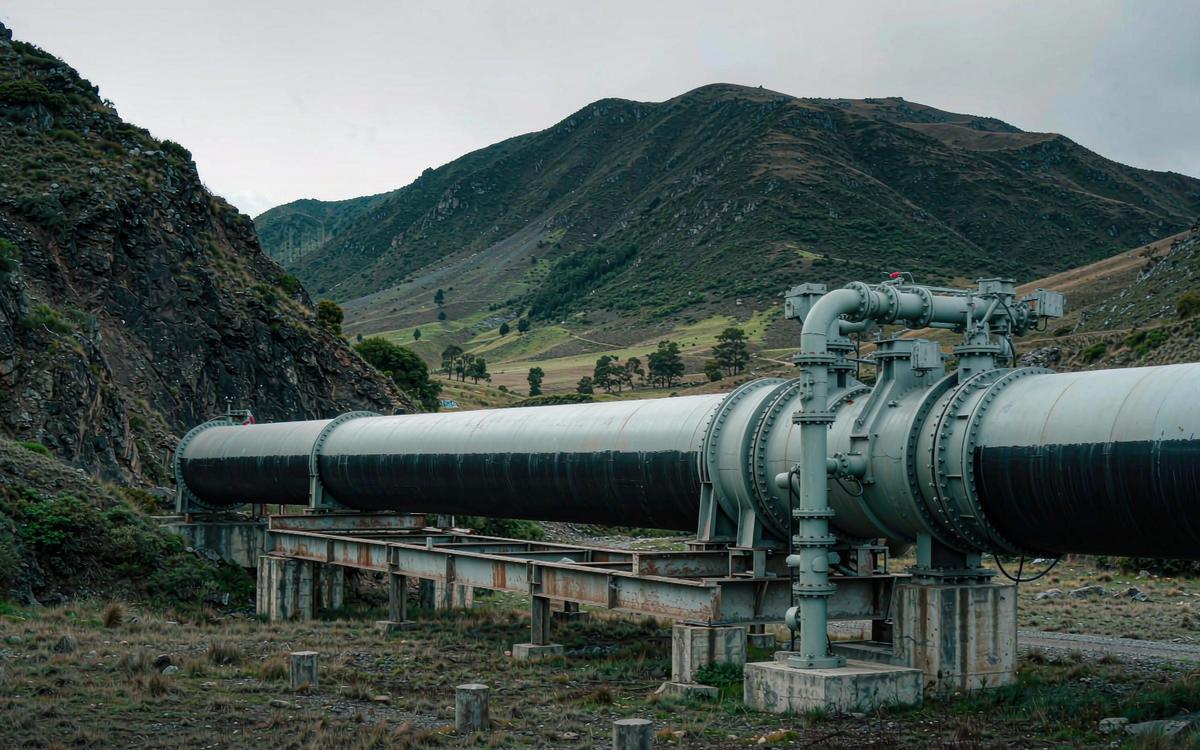 Mine slurry pipeline across rugged terrain