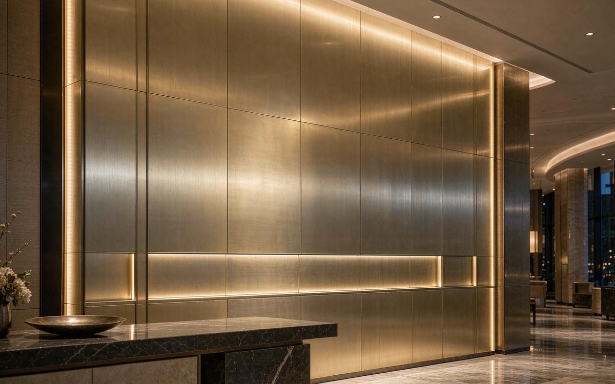 Hotel lobby PVD stainless feature wall