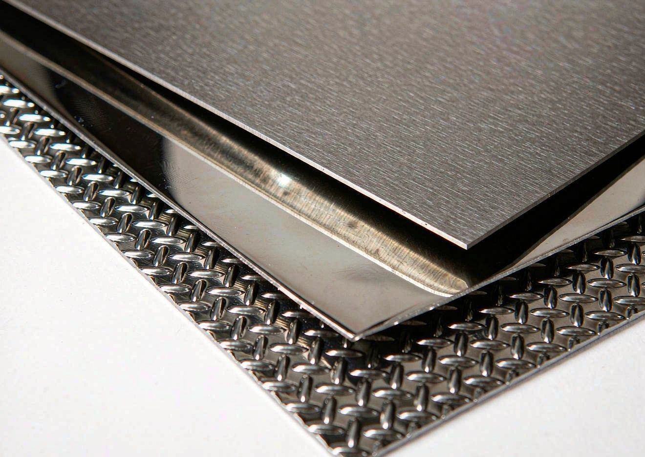 Brushed, mirror and embossed stainless steel surface finishes
